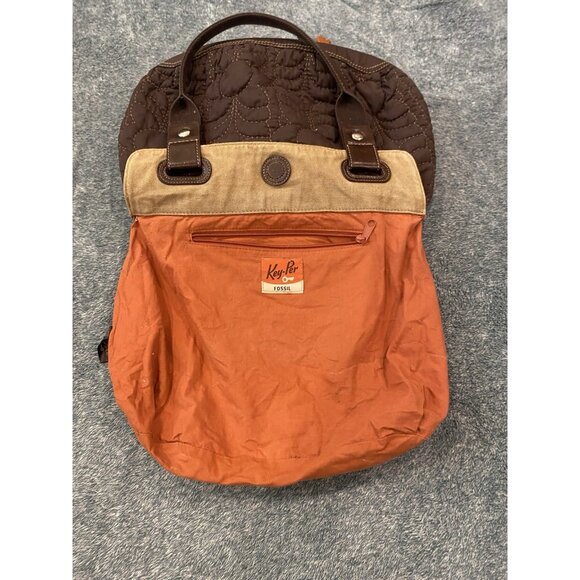 Canvas And Fabric Fossil Key Tote Shoulder Bag Purse - Picture 11 of 13